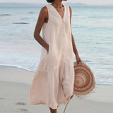 Robe Longue Sans Manches à Col V