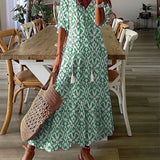 Robe Longue Femme Fleurie à Col V Boutonnée