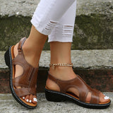 Sandales Compensées Découpées Style Casual