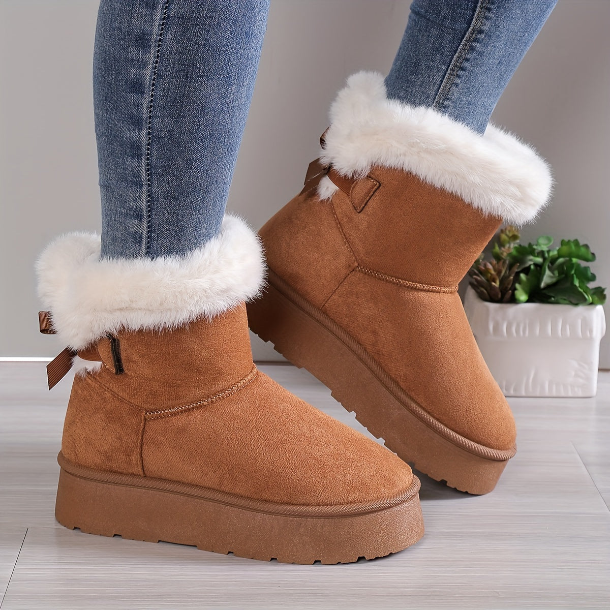 Bottes Fourrées Hiver Confort Doux Style Cocooning