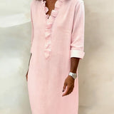 Robe Printemps En Coton Bleue Marine Femme