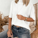 Pull Ample Manches Courtes Automne Blanc Femme