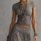 Ensemble Plissé Long Printemps Gris Femme