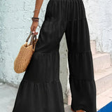 Pantalon Volants Large Fluide Style Bohème Élégant