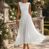 Robe midi plissée sans manches à col bénitier