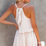 Robe Longue Femme Sans Manches à Volants