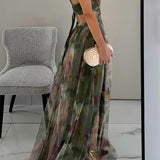 Robe Longue Femme Plissée à Imprimé Multicolore
