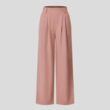 Pantalon Large à Plis et Taille Haute