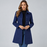 Trench-coat long femme cintré à simple boutonnage