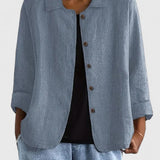 Veste Ample Boutonnée à Manches Trois-Quarts