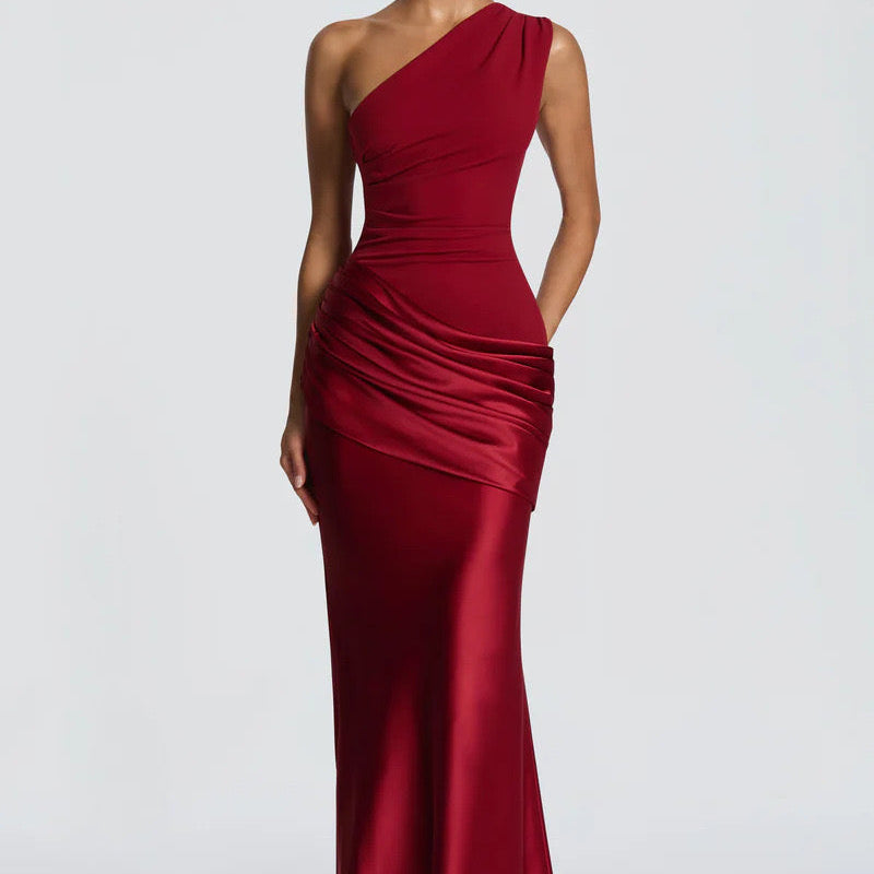 Robe Longue Asymétrique à Épaule Unique