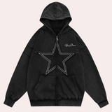 Sweat Zippé Oversize Femme Étoile – Hoodie Streetwear