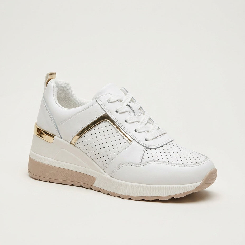 Baskets plateforme à lacets pour femme, semelle rembourrée