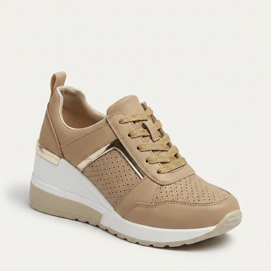Baskets plateforme à lacets pour femme, semelle rembourrée