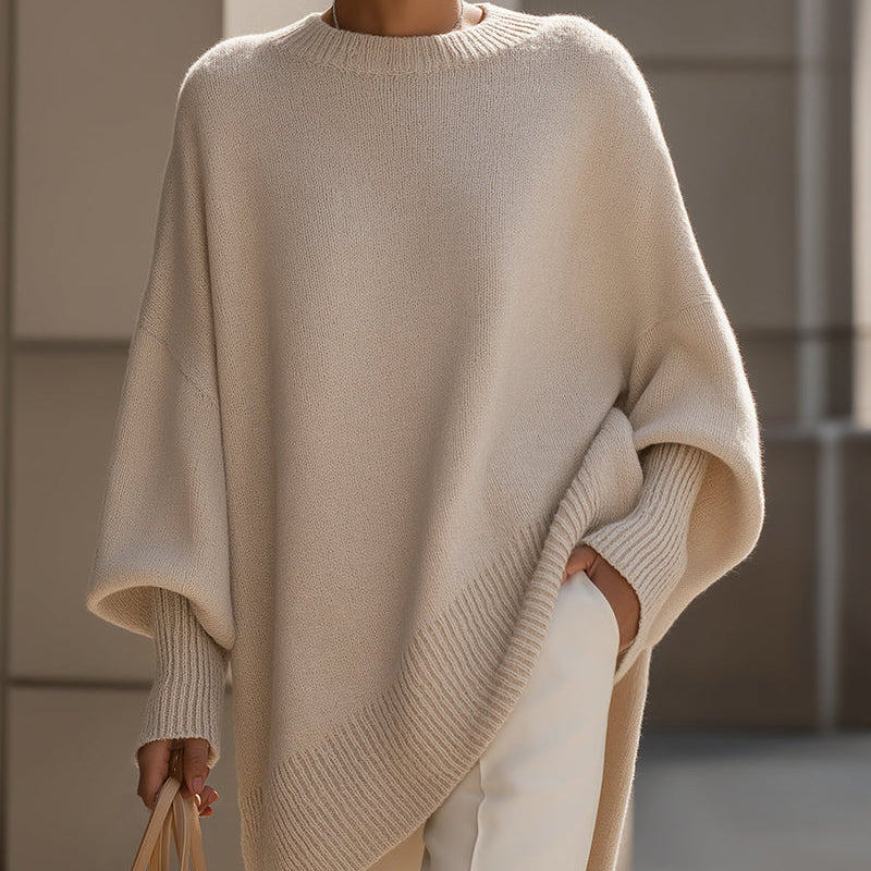 Pull femme oversize col rond manches longues