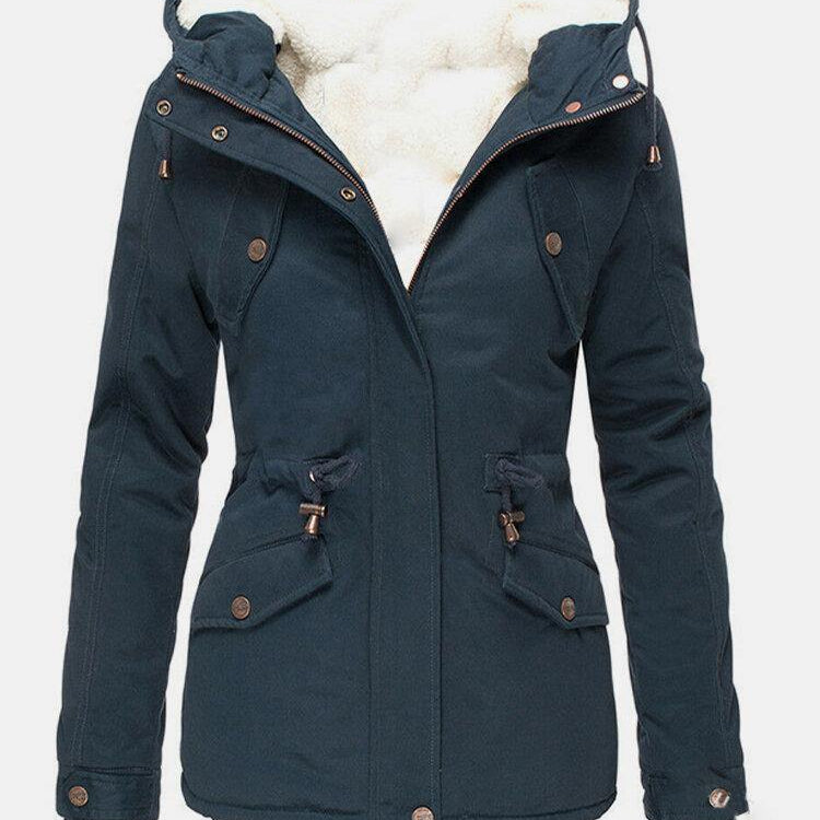 Veste Parka Capuche Doublure Chaude Coupe Cintrée Hiver