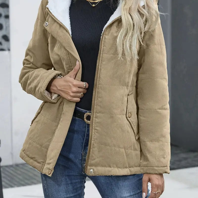 Veste Femme Hiver Doublure Chaude à Capuche