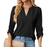 Blouse Col V Dentelle Manches Longues Élégance Féminine