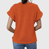 Blouse en Maille Ajourée à Manches Courtes
