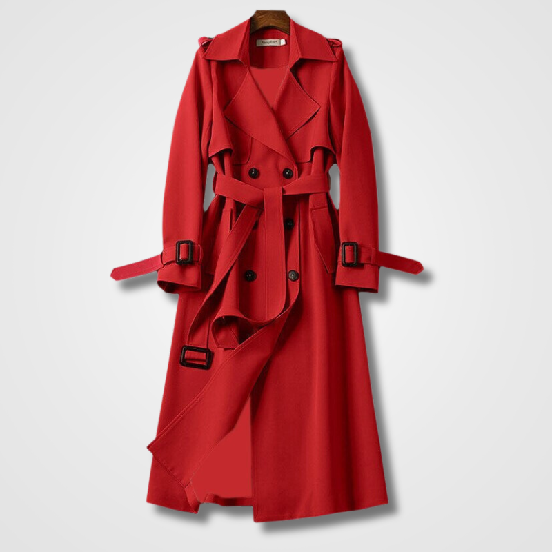 Trench Coat Long Ceinturé Coupe Classique Élégance Intemporelle