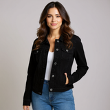 Veste en jean courte boutonnée avec poches
