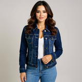 Veste en jean courte boutonnée avec poches