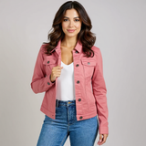 Veste en jean courte boutonnée avec poches