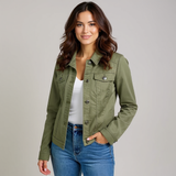 Veste en jean courte boutonnée avec poches