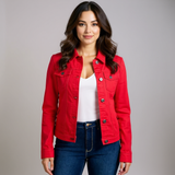 Veste en jean courte boutonnée avec poches