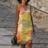 Robe Courte Colorée Sans Manches Coupe Fluide Été Chic