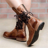 Bottines Vintage Lacées Style Motard Chic
