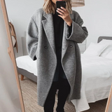 Manteau long en laine à double boutonnage pour femme