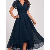 Robe Midi Mousseline Asymétrique Taille Cintrée Élégance Fluide