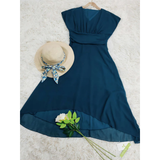 Robe Midi Mousseline Asymétrique Taille Cintrée Élégance Fluide