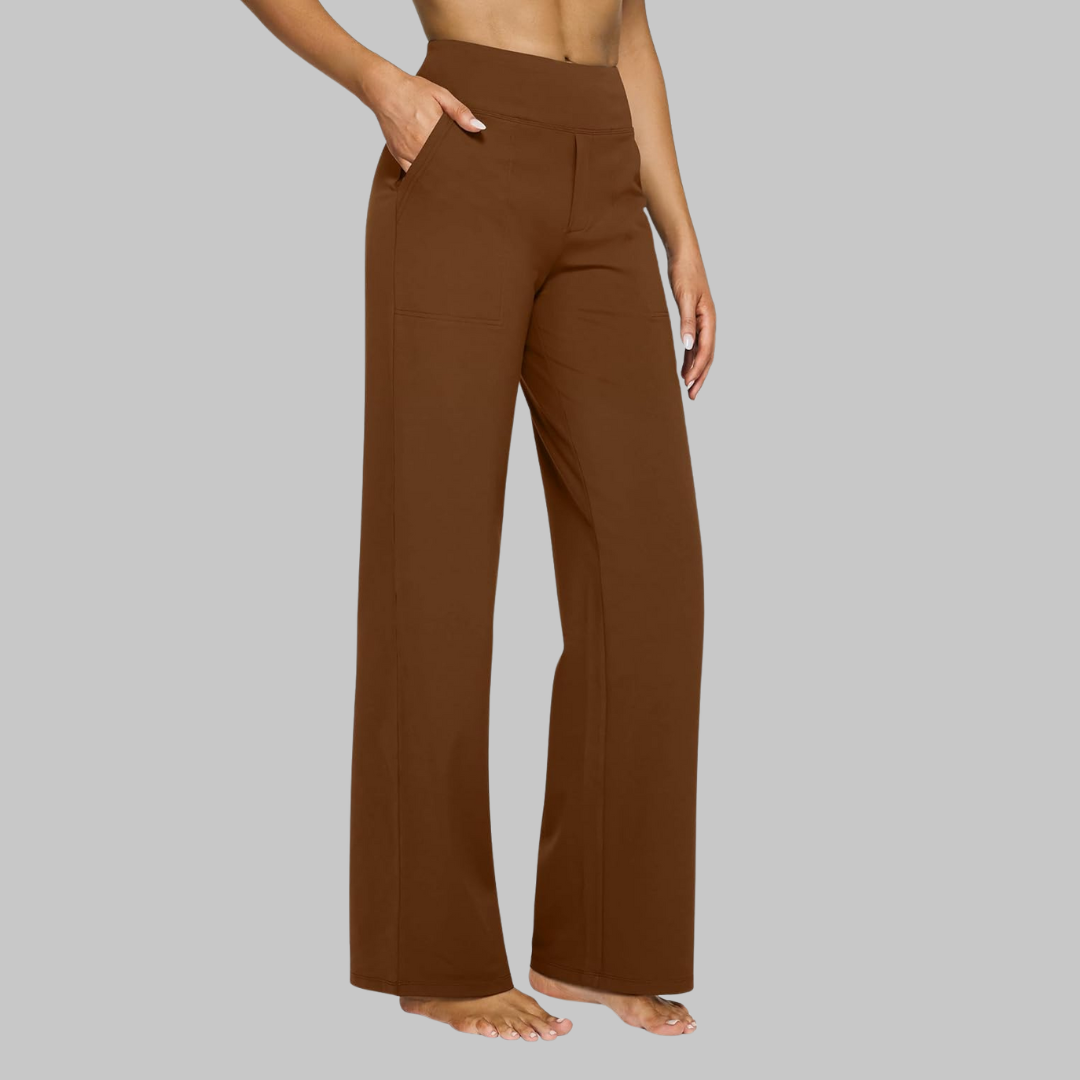 Pantalon Large Minimaliste Taille Haute Confort Élégant