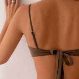 Bikini Femme Bandeau avec Taille Haute Drapée
