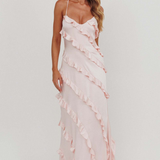 Robe Longue Volants Cascade Élégance Romantique