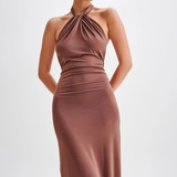 Robe Longue Dos Nu Halter Drapée Élégance