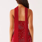 Robe Courte Brodée Sans Bretelles Élégance Florale
