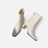 Bottines Talon Sculpté Bout Carré Design Moderne Élégant