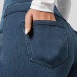 Jean large taille haute extensible silhouette élégante