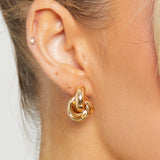 Boucles d'oreilles femme dorées design nœud