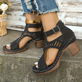 Sandales Découpées à Talon Style Bohème