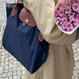 Sac cabas pliable en cuir contrastant pour femme