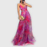 Robe Longue Femme Plissée à Une Bretelle Imprimée