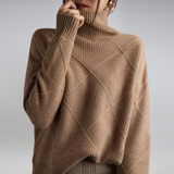 Pull col roulé en cachemire maille texturée pour femme