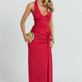 Robe Longue Dos Nu Halter Drapée Glamour