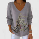 Pull à Col V avec Motif Sapin