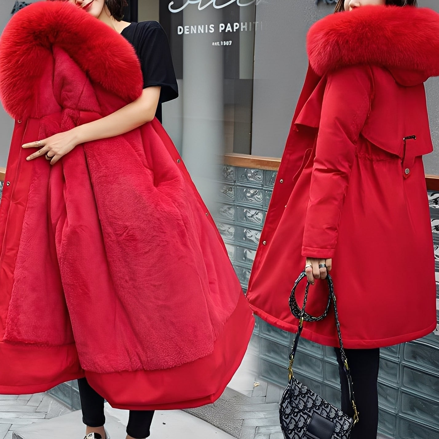 Manteau Femme Hiver Fourrure Oversize à Capuche