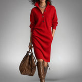 Robe polo midi en maille oversize à col haut